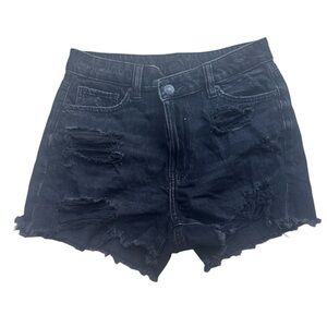 American Eagle | Distressed Black Denim Shorts